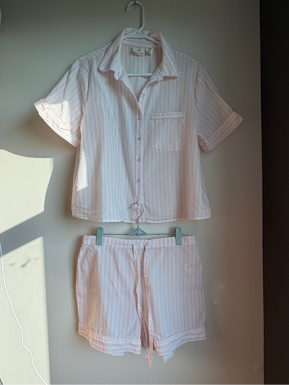 Light Pink Striped Short Pajama Set — Women's Two-Piece Sleepwear